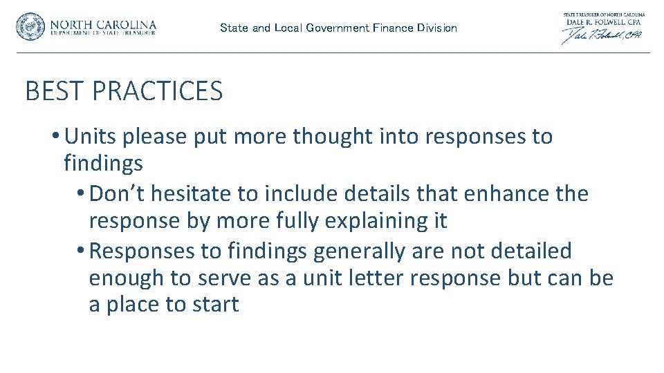State and Local Government Finance Division BEST PRACTICES • Units please put more thought State and Local Government Finance Division BEST PRACTICES • Units please put more thought
