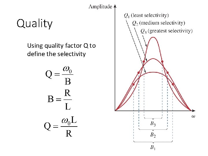 Quality Using quality factor Q to define the selectivity 