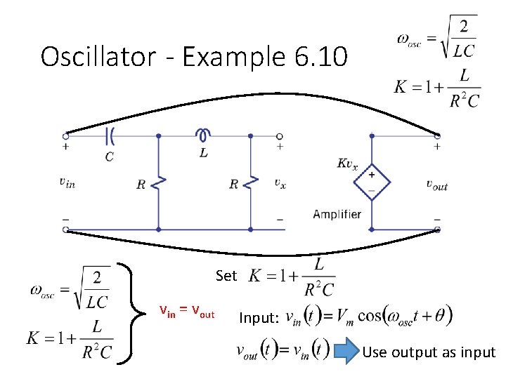 Oscillator - Example 6. 10 Set vin = vout Input: Use output as input