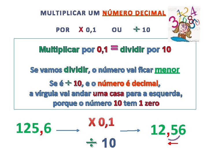 MULTIPLICAR UM NÚMERO DECIMAL POR X 0, 1 OU 10 Multiplicar por 0, 1