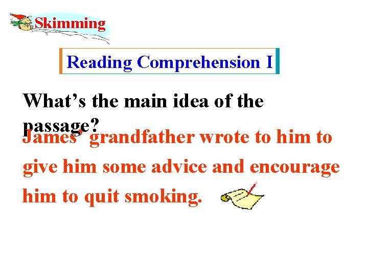 Skimming Reading Comprehension I What’s the main idea of the passage? James’ grandfather wrote