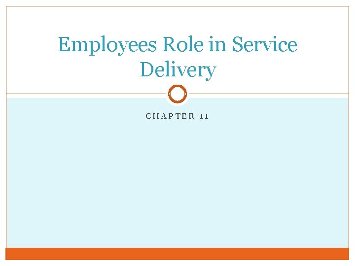Employees Role in Service Delivery CHAPTER 11 