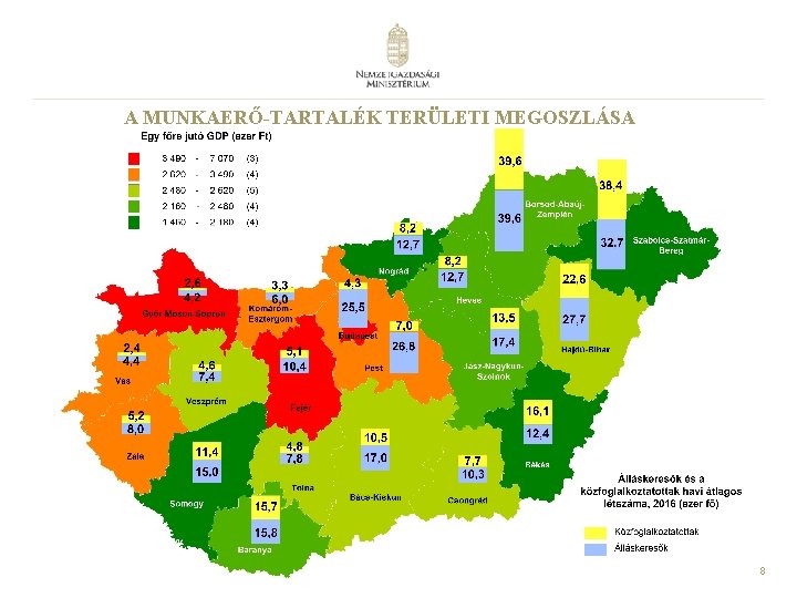 A MUNKAERŐ-TARTALÉK TERÜLETI MEGOSZLÁSA 8 A MUNKAERŐ-TARTALÉK TERÜLETI MEGOSZLÁSA 8