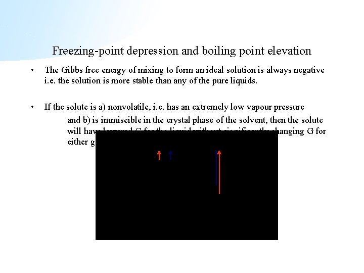 Freezing-point depression and boiling point elevation • The Gibbs free energy of mixing to