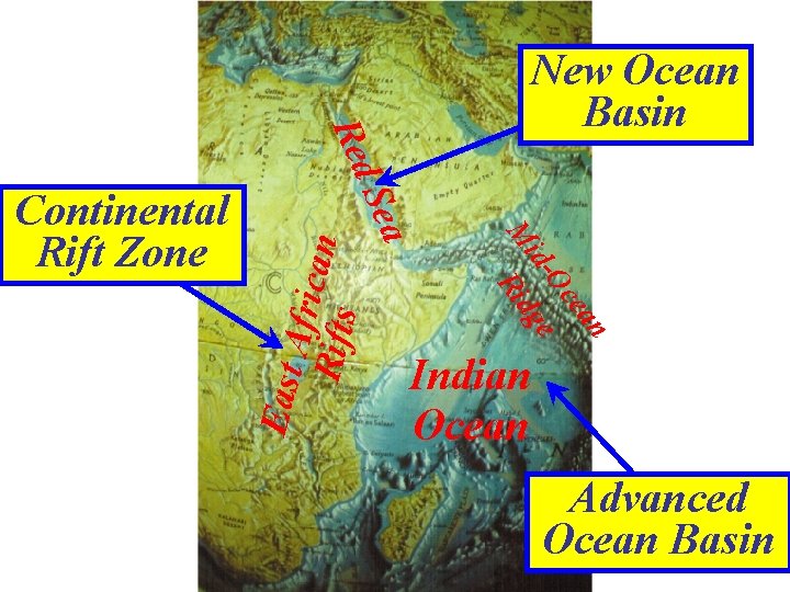 Red New Ocean Basin East Afric Rifts an Ri n ea Oc id- dge