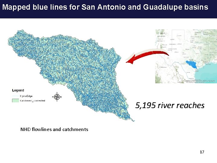 Mapped blue lines for San Antonio and Guadalupe basins 5, 195 river reaches NHD