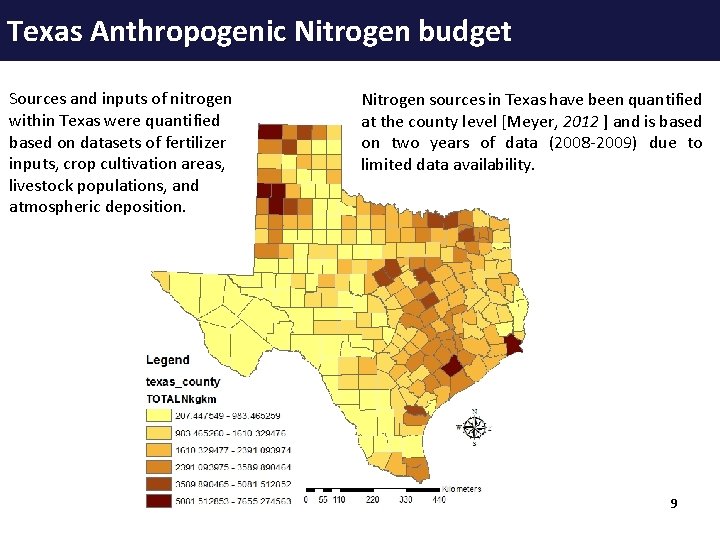 Texas Anthropogenic Nitrogen budget Sources and inputs of nitrogen within Texas were quantified based