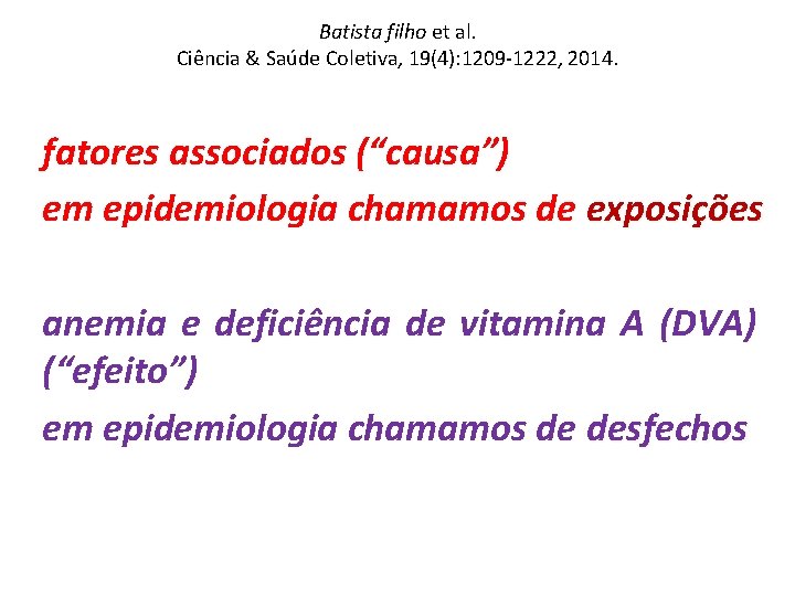 Batista filho et al. Ciência & Saúde Coletiva, 19(4): 1209 -1222, 2014. fatores associados
