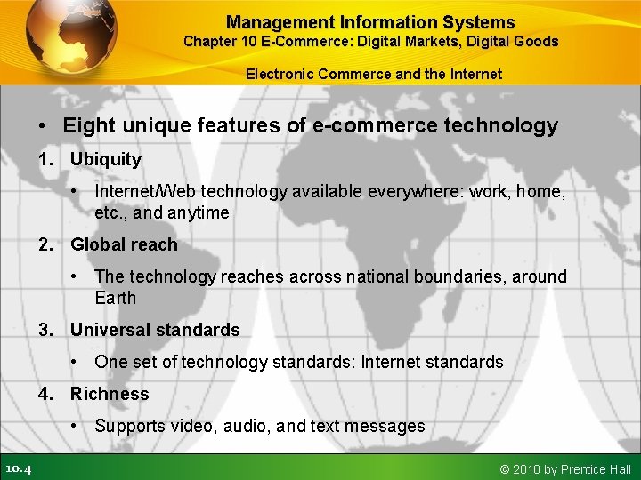 Management Information Systems Chapter 10 E-Commerce: Digital Markets, Digital Goods Electronic Commerce and the