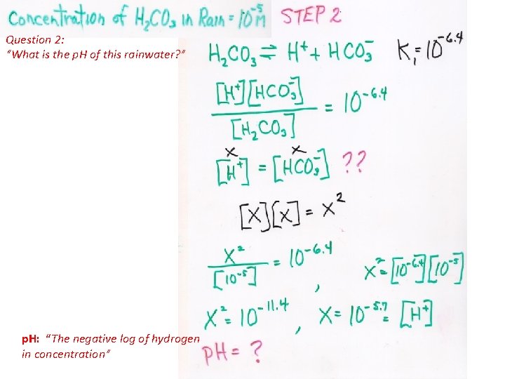 Question 2: “What is the p. H of this rainwater? ” p. H: “The