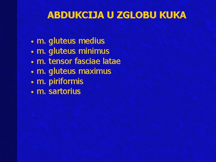 ABDUKCIJA U ZGLOBU KUKA m. gluteus medius • m. gluteus minimus • m. tensor