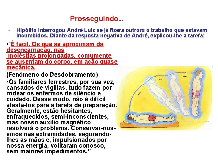 Prosseguindo. . . • Hipólito interrogou André Luiz se já fizera outrora o trabalho