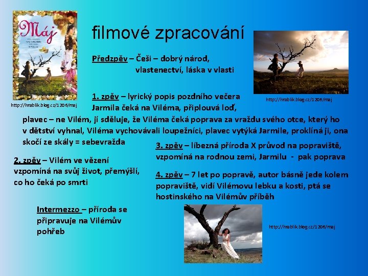 filmové zpracování Předzpěv – Češi – dobrý národ, vlastenectví, láska v vlasti 1. zpěv