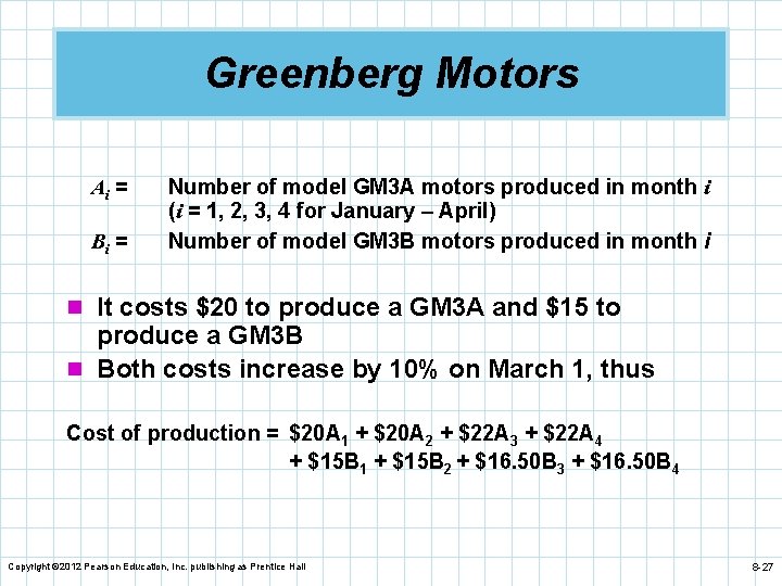 Greenberg Motors Ai = Bi = Number of model GM 3 A motors produced