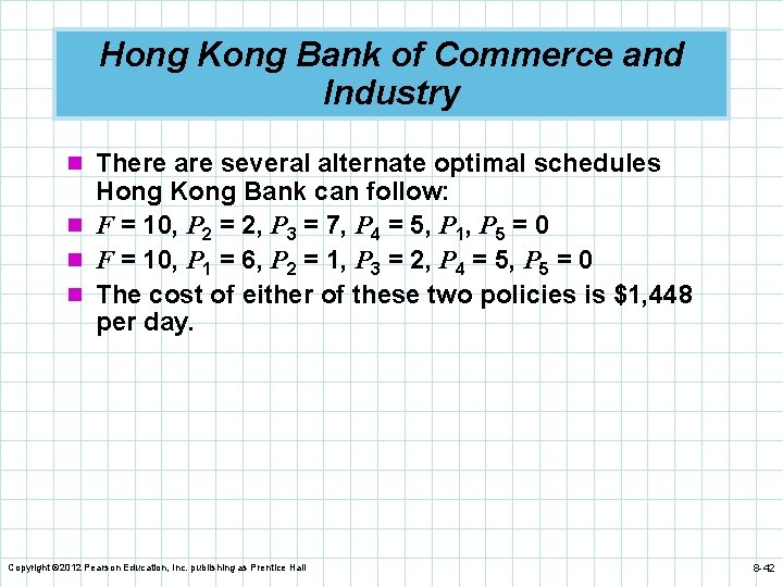 Hong Kong Bank of Commerce and Industry n There are several alternate optimal schedules