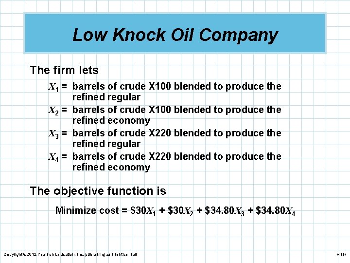 Low Knock Oil Company The firm lets X 1 = barrels of crude X