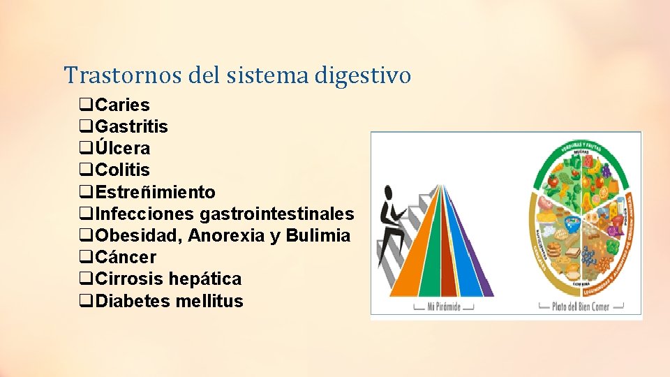 Trastornos del sistema digestivo q. Caries q. Gastritis qÚlcera q. Colitis q. Estreñimiento q.