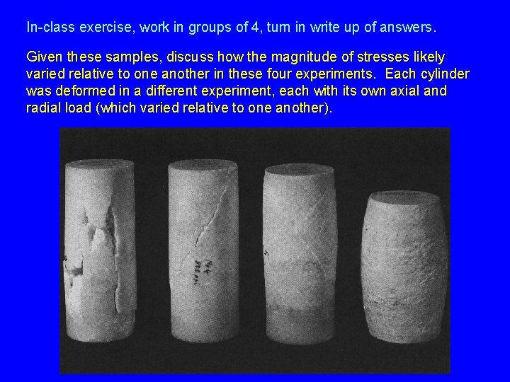 In-class exercise, work in groups of 4, turn in write up of answers. Given