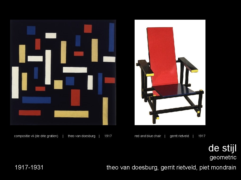 compositie vii (de drie gratien) | theo van doesburg | 1917 red and blue