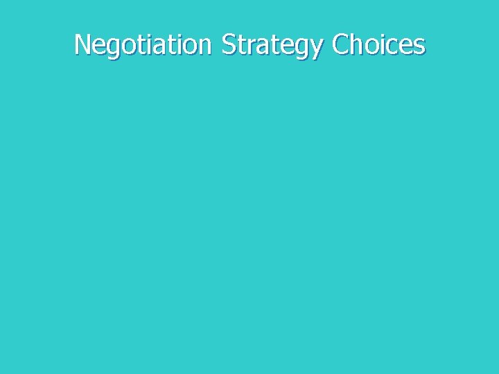 Negotiation Strategy Choices 