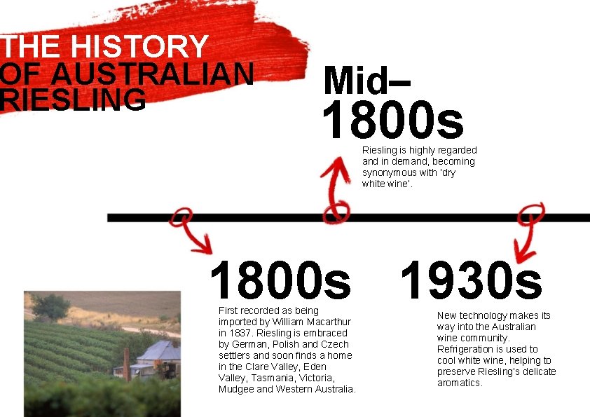 THE HISTORY OF AUSTRALIAN RIESLING Mid– 1800 s Riesling is highly regarded and in