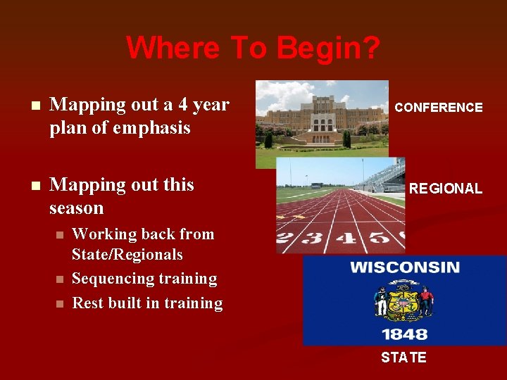 Where To Begin? n Mapping out a 4 year plan of emphasis n Mapping