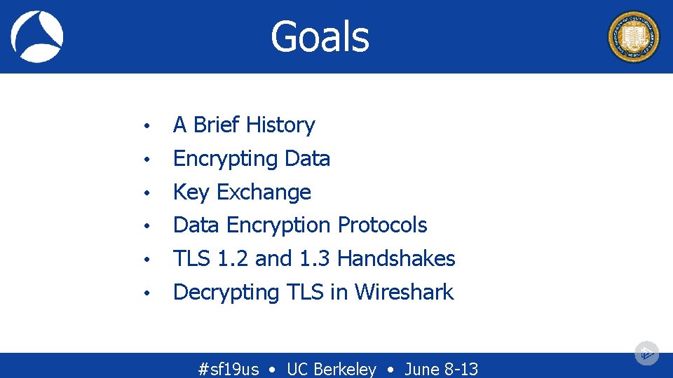 Goals • • • A Brief History Encrypting Data Key Exchange Data Encryption Protocols Goals • • • A Brief History Encrypting Data Key Exchange Data Encryption Protocols