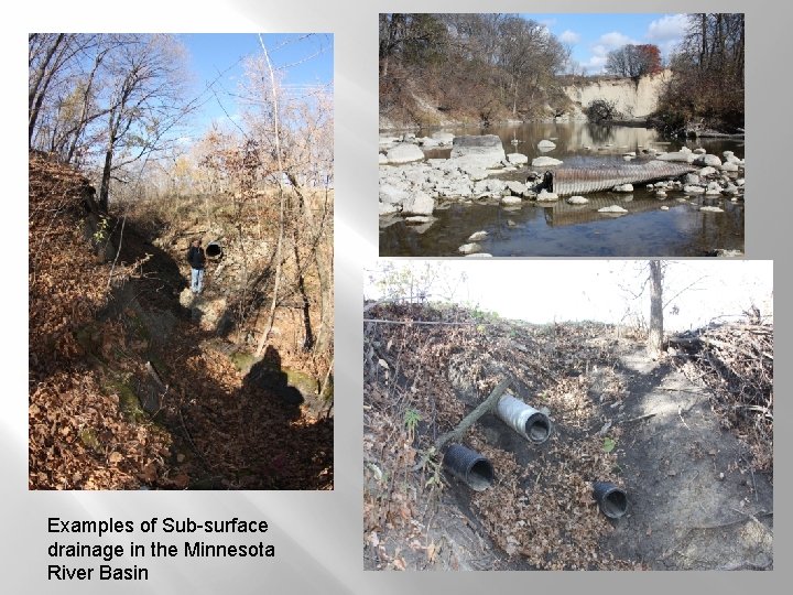 Examples of Sub-surface drainage in the Minnesota River Basin 
