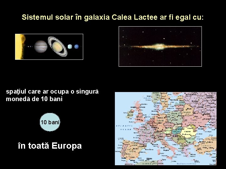 Sistemul solar în galaxia Calea Lactee ar fi egal cu: spaţiul care ar ocupa