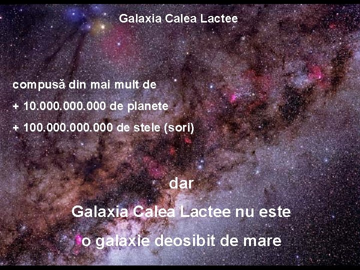 Galaxia Calea Lactee compusă din mai mult de + 10. 000 de planete +