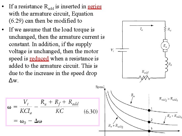  • If a resistance Radd is inserted in series with the armature circuit,