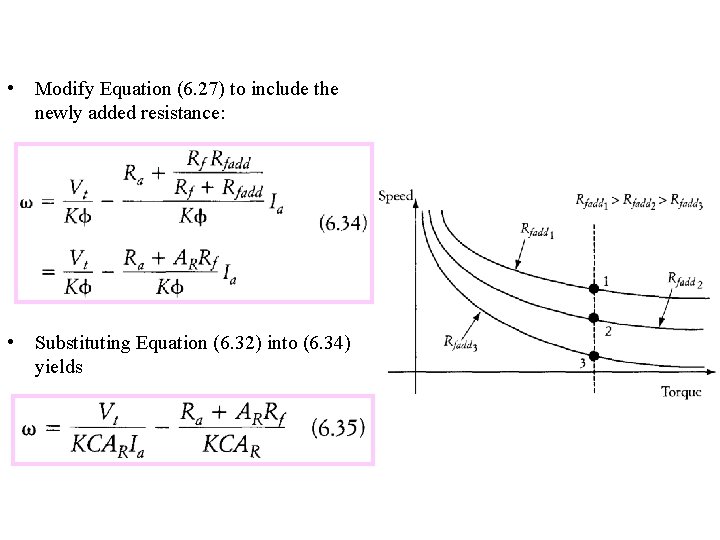  • Modify Equation (6. 27) to include the newly added resistance: • Substituting