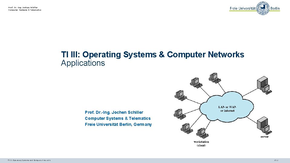 Prof. Dr. -Ing. Jochen Schiller Computer Systems & Telematics TI III: Operating Systems &