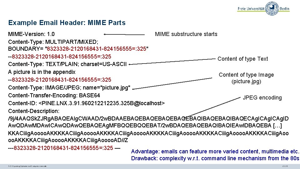 Example Email Header: MIME Parts MIME-Version: 1. 0 MIME substructure starts Content-Type: MULTIPART/MIXED; BOUNDARY=