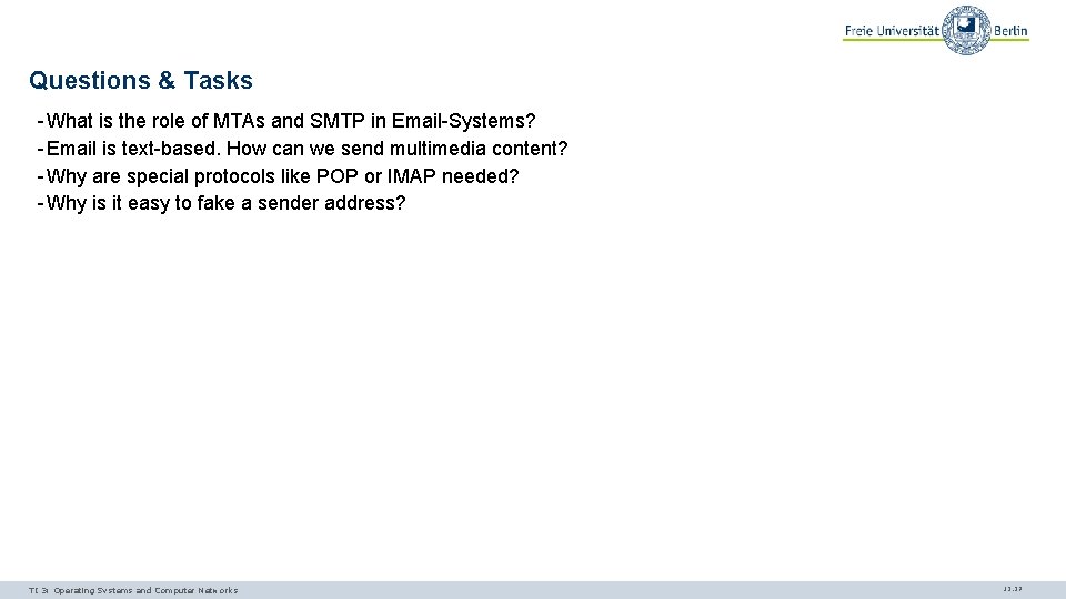 Questions & Tasks - What is the role of MTAs and SMTP in Email-Systems?