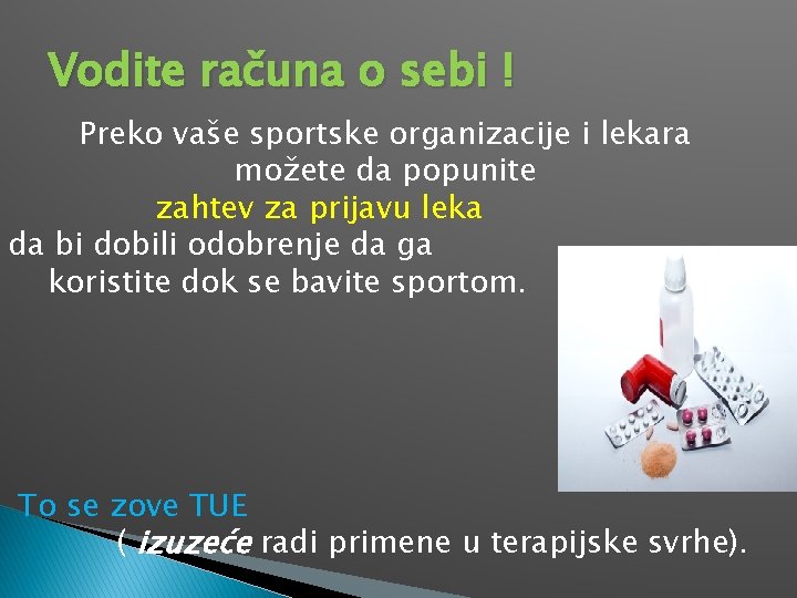 Vodite računa o sebi ! Preko vaše sportske organizacije i lekara možete da popunite
