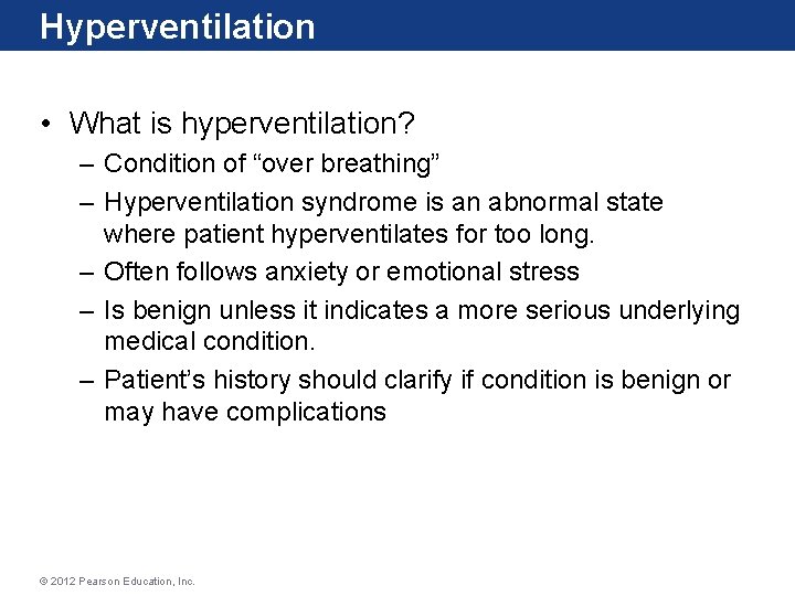 Hyperventilation • What is hyperventilation? – Condition of “over breathing” – Hyperventilation syndrome is Hyperventilation • What is hyperventilation? – Condition of “over breathing” – Hyperventilation syndrome is