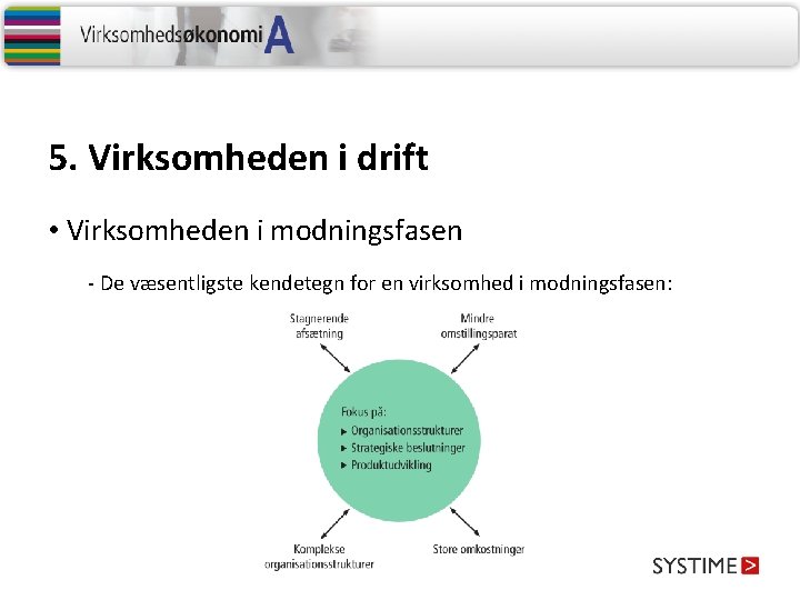 5. Virksomheden i drift • Virksomheden i modningsfasen - De væsentligste kendetegn for en