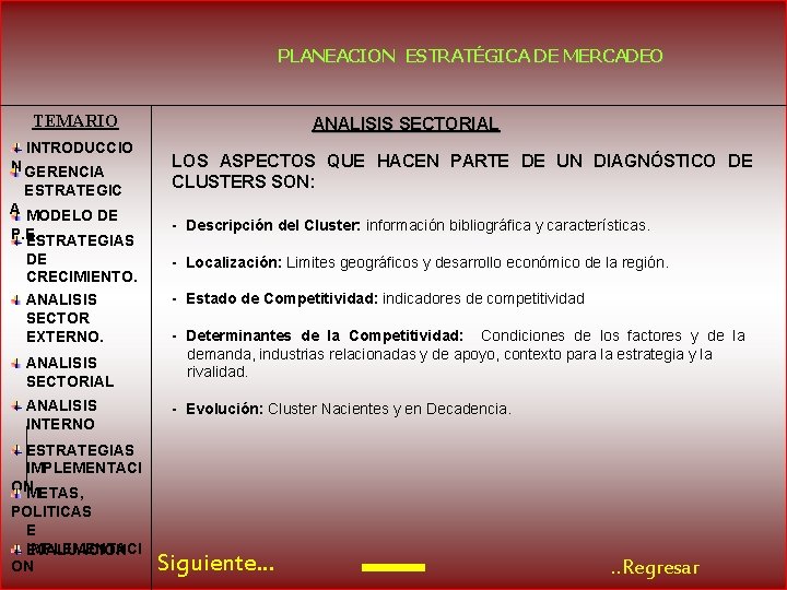 PLANEACION ESTRATÉGICA DE MERCADEO TEMARIO INTRODUCCIO N GERENCIA ESTRATEGIC A MODELO DE P. E.