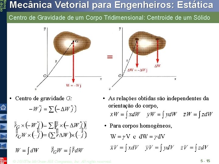 Nona Edição Mecânica Vetorial para Engenheiros: Estática Centro de Gravidade de um Corpo Tridimensional: