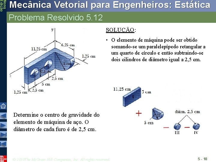 Nona Edição Mecânica Vetorial para Engenheiros: Estática Problema Resolvido 5. 12 SOLUÇÃO: • O