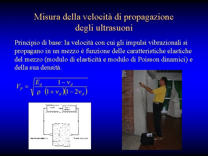 Misura della velocità di propagazione degli ultrasuoni Principio di base: la velocità con cui