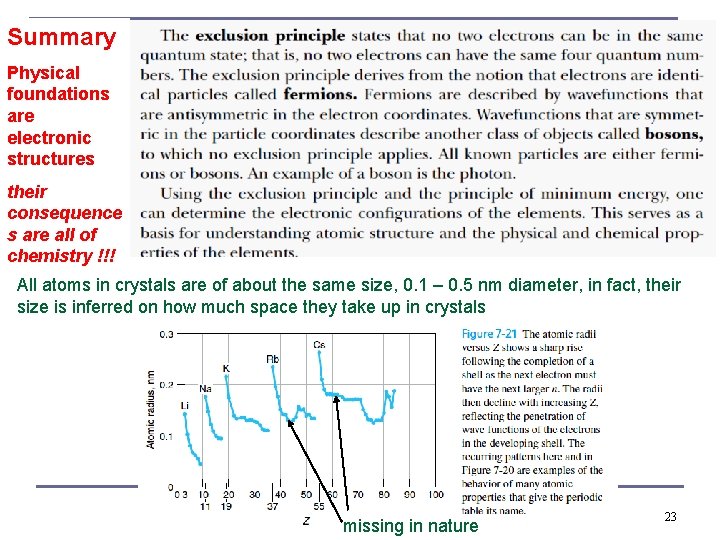 Summary Physical foundations are electronic structures their consequence s are all of chemistry !!!