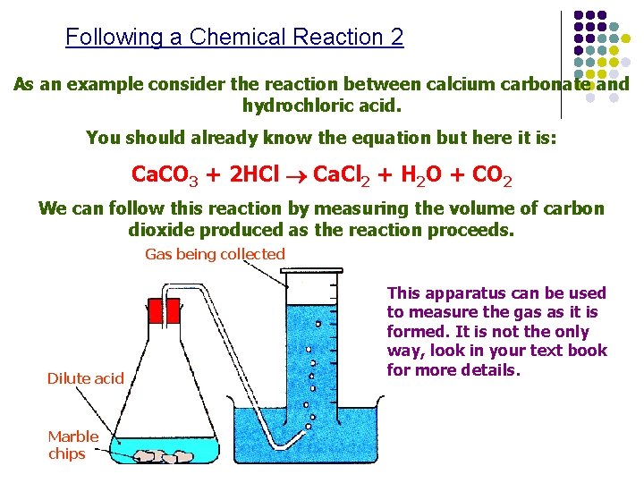 Following a Chemical Reaction 2 As an example consider the reaction between calcium carbonate