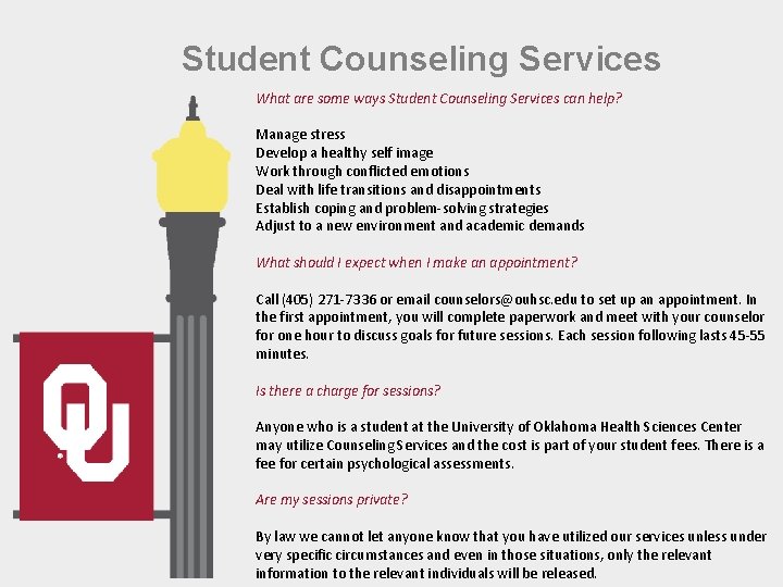Student Counseling Services What are some ways Student Counseling Services can help? Manage stress