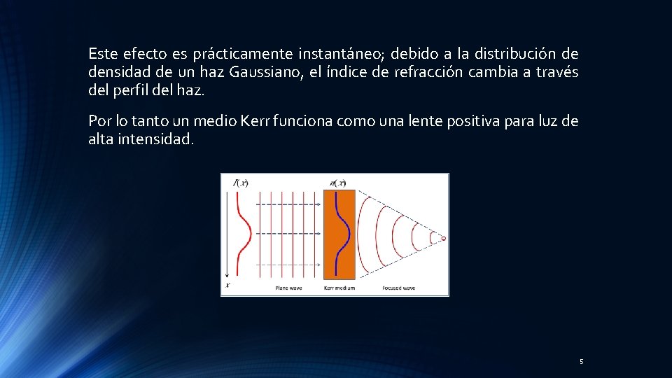 Este efecto es prácticamente instantáneo; debido a la distribución de densidad de un haz