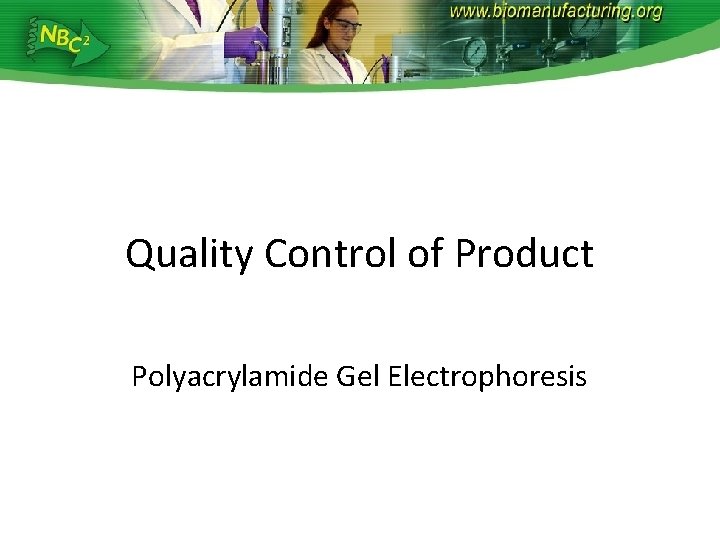 Quality Control of Product Polyacrylamide Gel Electrophoresis 