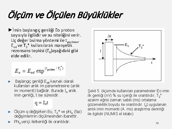 Ölçüm ve Ölçülen Büyüklükler ►İmin başlangıç genliği Eo proton sayısıyla ilgilidir ve su niteliğini