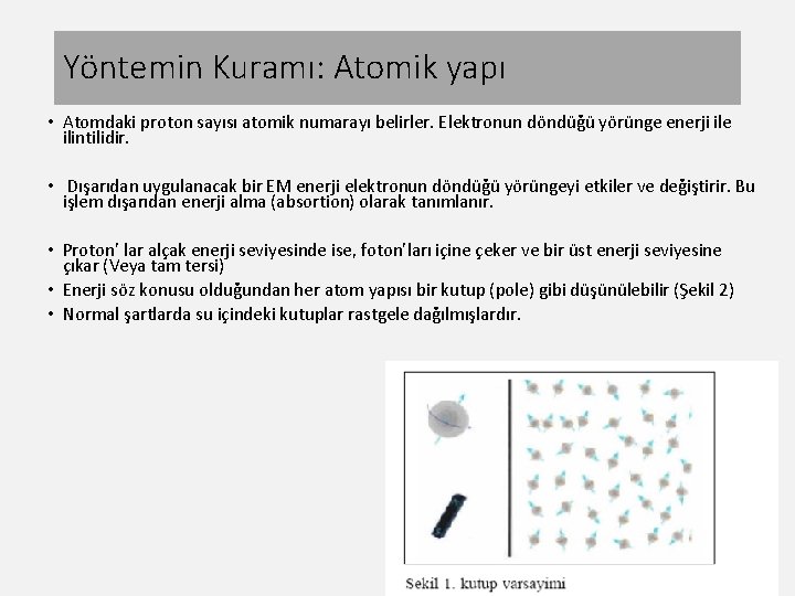 Yöntemin Kuramı: Atomik yapı • Atomdaki proton sayısı atomik numarayı belirler. Elektronun döndüğü yörünge