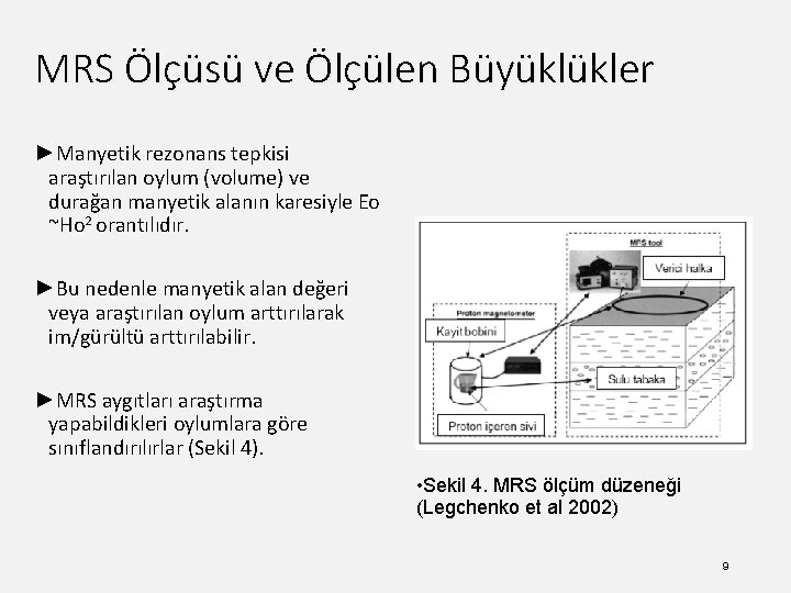 MRS Ölçüsü ve Ölçülen Büyüklükler ►Manyetik rezonans tepkisi araştırılan oylum (volume) ve durağan manyetik